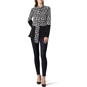 DEREK LAM 10 CROSBY Designer Feather Two Tone Top Lightweight Blouse Sz US 0 XS